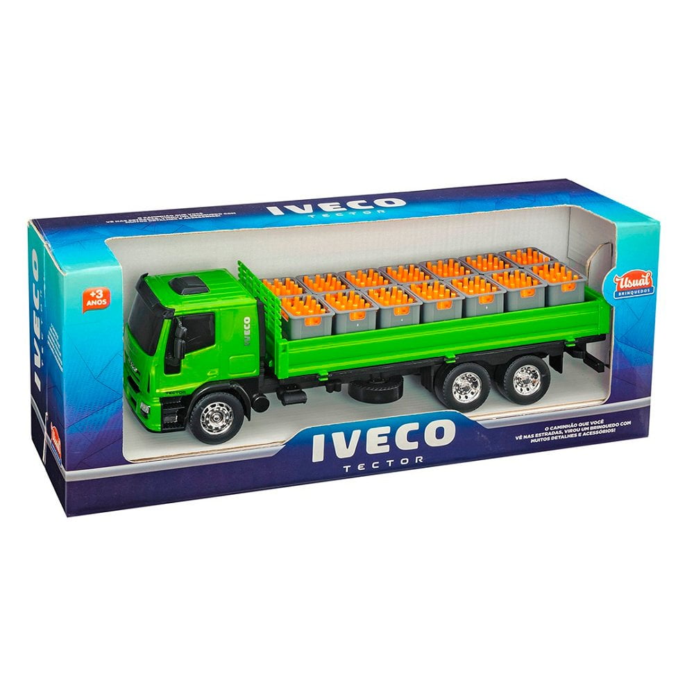 Caminhão de Brinquedo Iveco Realista Pro Tork com Carreta Baú que